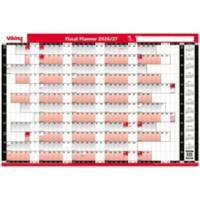 Viking Fiscal Unmounted Year Planner 2025, 2026 English 91 (W) x 61 (H) cm Red