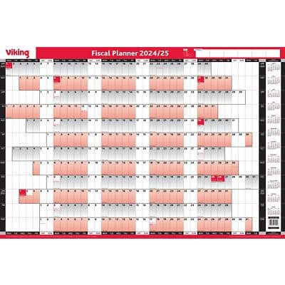 Office Depot Unmounted Fiscal Year Planner 2022 Landscape Red 74.9 x 44.4 cm