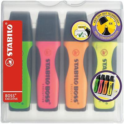 STABILO BOSS EXECUTIVE Highlighter Assorted Broad Chisel 2-5 mm Refillable Pack of 4