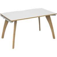Dams International Rectangular Single Desk with White MFC Top, Oak Edging and White Frame 4 Solid Oak Legs Fuze 1400 x 800 x 725 mm