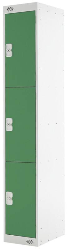 LINK51 Steel Locker 3 Doors 1 nest Key lock 300 x 450 x 1,800 mm Green, Grey