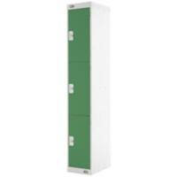 LINK51 Standard Mild Steel Locker with 3 Doors Standard Deadlock Lockable with Key 300 x 450 x 1800 mm Grey & Green