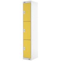 LINK51 Standard Mild Steel Locker with 3 Doors Standard Deadlock Lockable with Key 300 x 450 x 1800 mm Grey & Yellow