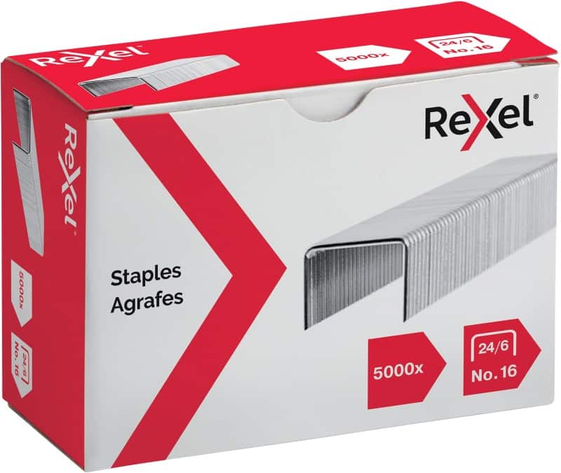 Rexel No.16 24/6 Staples 6010 Galvanised Steel Silver Pack of 5000