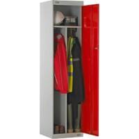 LINK51 Steel Locker with 1 Door Standard Deadlock Lockable with Key 450 x 450 x 1800 mm Grey & Red