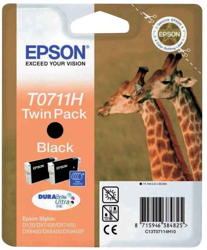 Epson T0711H Original Ink Cartridge C13T07114H10 Black Duopack Pack of 2