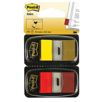 Post-it Index Flags 25.4 x 43.2 mm Red, Yellow 50 x 2 Pack