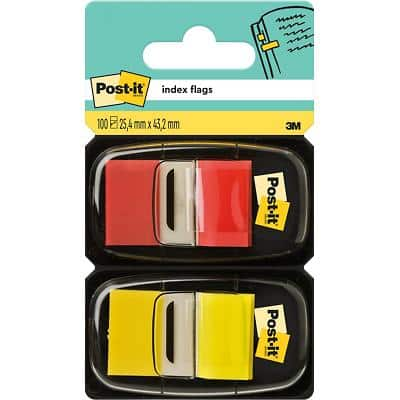 Post-it Index Flags 680 Red, Yellow Plain Special format 2 Packs of 50 Sheets