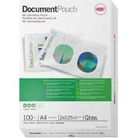 GBC Laminating Pouch A4 Glossy 2 x 125 (250 Microns) Transparent Pack of 100