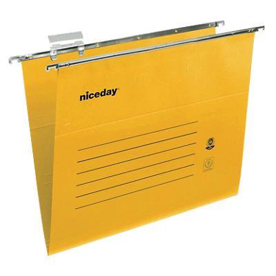 Niceday Vertical Suspension File Foolscap V Base 220gsm Yellow Card Pack of 50