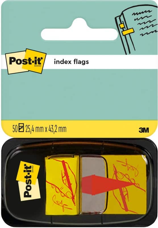 Post-it Index Flags Sign Here 25.4 x 43.2 mm Yellow 50 Strips