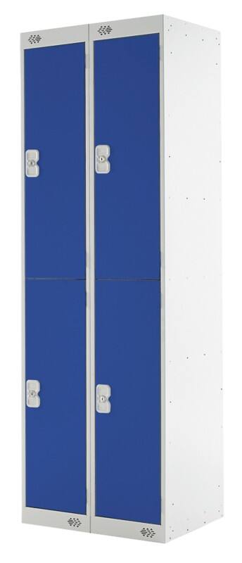 LINK51 Steel Locker 2 Doors 2 nests Key lock 600 x 450 x 1,800 mm Blue, Grey