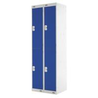 LINK51 Standard Mild Steel Locker with 2 Doors Standard Deadlock Lockable with Key 2 300 x 450 x 1800 mm Grey & Blue