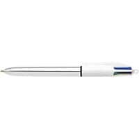 BIC 4 Colours Shine Silver Ballpoint Pen Black, Blue, Green, Red Medium 0.4 mm Refillable