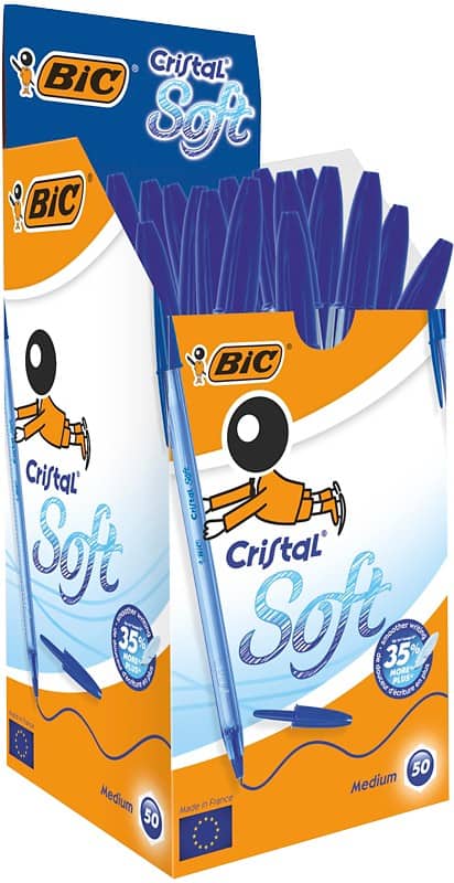 BIC Cristal Soft Cristal Soft Ballpoint Pen Blue 0.4 mm Medium Ballpoint Pack of 50