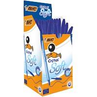 BIC Cristal Soft Ballpoint Pen Medium 0.4 mm Blue Pack of 50