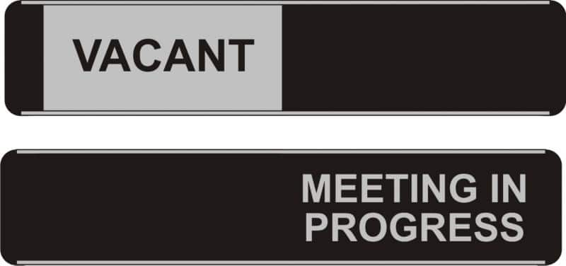 Sign Vacant/Meeting Wall Mounted PVC (Polyvinyl Chloride) 25 x 5 cm