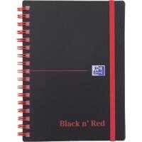 OXFORD Black n' Red A6 Wirebound Poly Cover Notebook Ruled 140 Pages