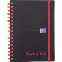 OXFORD Notebook Black n' Red A6 Ruled Spiral Bound PP (Polypropylene) Hardback Black, Red Perforated 140 Pages 70 Sheets