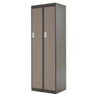 LINK51 Standard Mild Steel Locker with 1 Door Standard Deadlock Lockable with Key 2 300 x 450 x 1800 mm Coffee & Cream