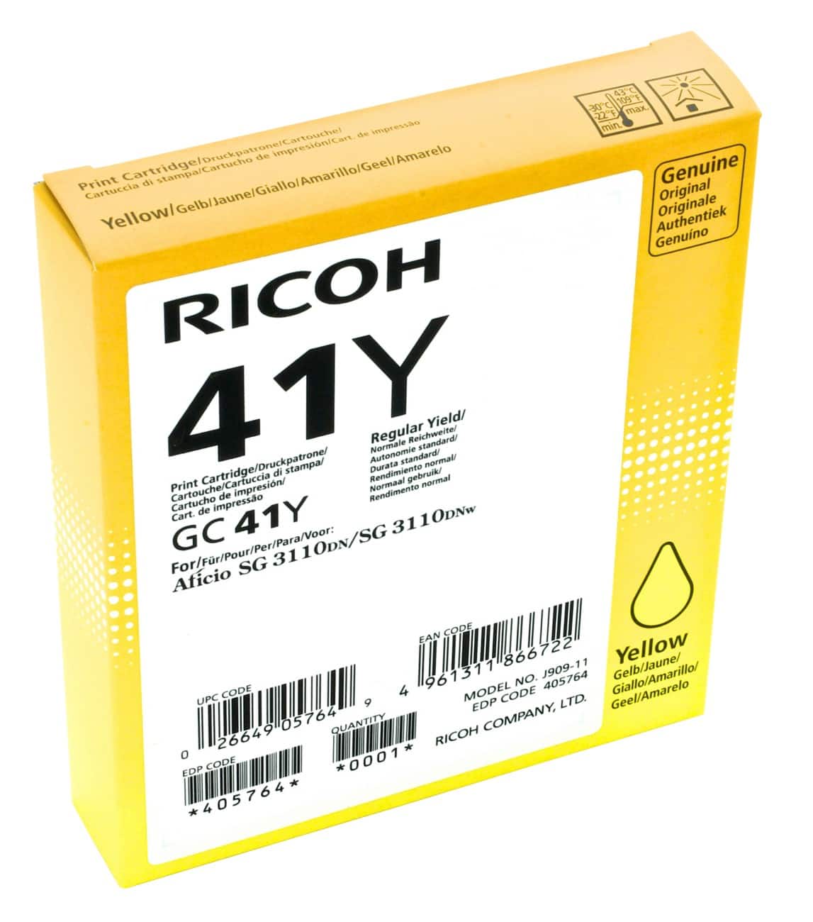 Ricoh GC-41YH Original Ink Cartridge 405764 Yellow