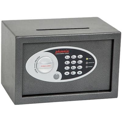 Phoenix Deposit Home & Office Size 1 Security Safe with Electronic Lock 10L Vela SS0801ED  200 x 310 x 200mm Metallic Graphite