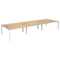 Dams International Rectangular Triple Back to Back Desk with Oak Coloured Melamine Top and White Frame 4 Legs Connex 4800 x 1600 x 725mm