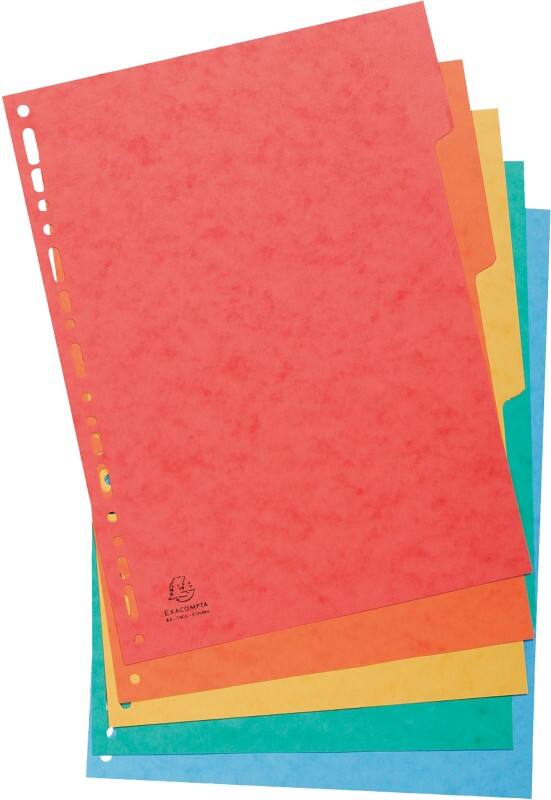 Exacompta Blank Blank Dividers A4+ Assorted 5 Part Cardboard 11 Holes 3107Z