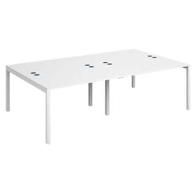 Dams International Rectangular Double Back to Back Desk with White Melamine Top and White Frame 4 Legs Connex 2400 x 1600 x 725mm