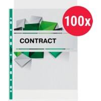 Rexel Punched Pockets A4 Green, Transparent 90 microns Polypropylene Up 11 Holes 12265 Pack of 100