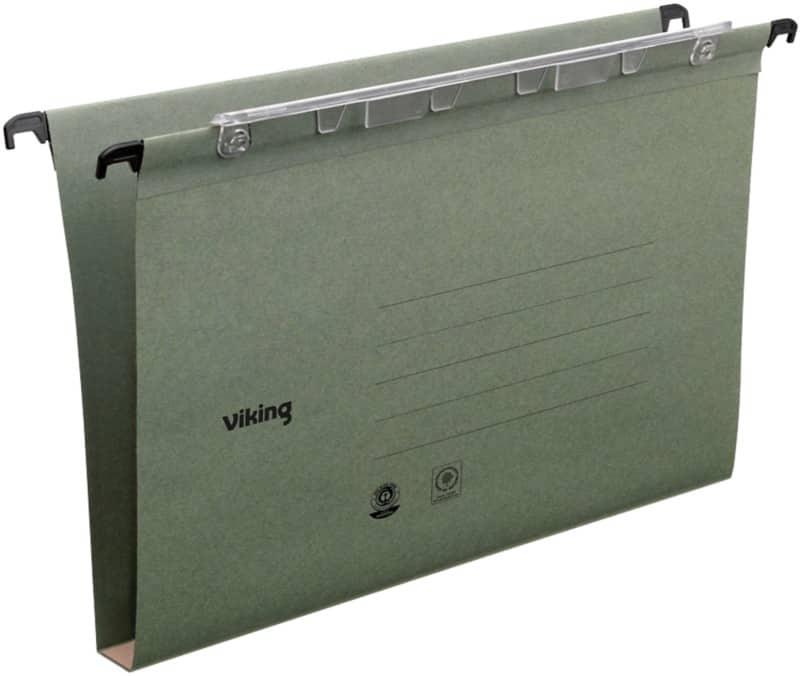 Viking Vertical Suspension File A4 U Base 220 gsm Green Pack of 25