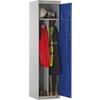 LINK51 Steel Locker with 1 Door Standard Deadlock Lockable with Key 450 x 450 x 1800 mm Grey & Blue