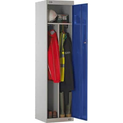 LINK51 Steel Locker with 1 Door Standard Deadlock Lockable with Key 450 x 450 x 1800 mm Grey & Blue