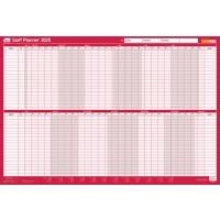 SASCO Unmounted Wall Planner 2025 English 91.5 (W) x 61 (H) cm Red