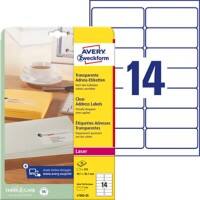 AVERY Zweckform Water Resistant Address Labels L7563-25 Adhesive A4 Clear 99.1 x 38.1 mm 25 Sheets of 14 Labels