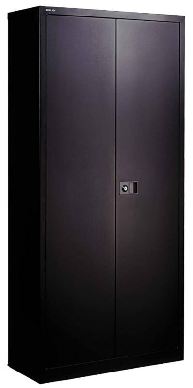 Bisley Regular Door Cupboard Steel 4 Shelves Lockable 914 x 400 x 1,800 mm Black