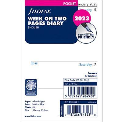 Filofax Diary Refill Pocket Size 2022 Week to view Paper White
