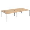 Dams International Rectangular Double Back to Back Desk with Oak Coloured Melamine Top and White Frame 4 Legs Connex 2800 x 1600 x 725mm