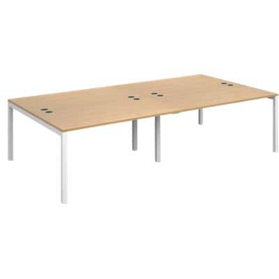 Dams International Rectangular Double Back to Back Desk with Oak Coloured Melamine Top and White Frame 4 Legs Connex 2800 x 1600 x 725mm