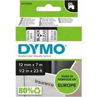 DYMO D1 Labelling Tape Authentic 45010 S0721440 Adhesive Black on Transparent 12 mm x 7 m