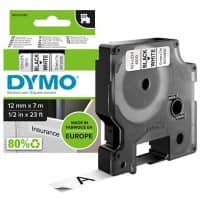 Dymo D1 S0720530 / 45013 Authentic Label Tape Self Adhesive Black Print on White 12 mm x 7m