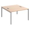 Rectangular Back to Back Desk with Beech Coloured Melamine & Steel Top and Silver Frame 4 Legs Connex 1200 x 1600 x 725 mm
