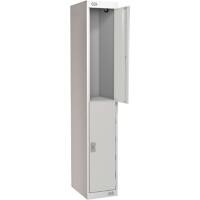 LINK51 Standard Mild Steel Locker with 2 Doors Standard Deadlock Lockable with Key 300 x 450 x 1800 mm Grey