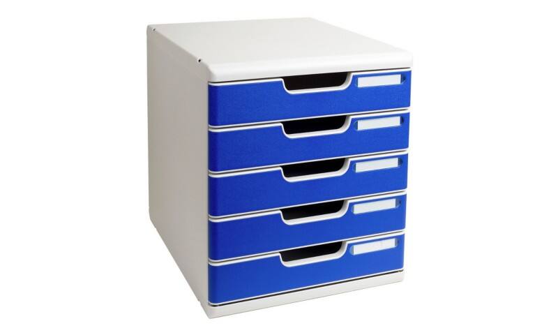 Exacompta Modulo Filing Cabinet PS (Polystyrene) Grey, Blue 5 Drawers 28.8 x 35 x 32 cm