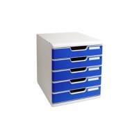 Exacompta Modulo Filing Cabinet PS (Polystyrene) Grey, Blue 5 Drawers 28.8 x 35 x 32 cm