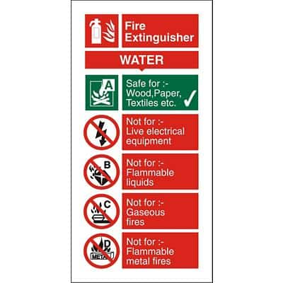 Fire Extinguisher Sign Water Vinyl 10 x 20 cm