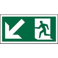 Fire Exit Sign Fire Exit Down Left PVC 10 x 20 cm