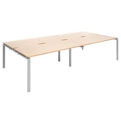 Dams International Rectangular Double Back to Back Desk with Beech Coloured Melamine Top and Silver Frame 4 Legs Adapt II 3200 x 1600 x 725mm
