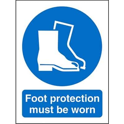 Mandatory Sign Foot Protection Must Be Worn Plastic 20 x 15 cm