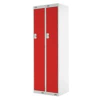 LINK51 Standard Mild Steel Locker with 1 Door Standard Deadlock Lockable with Key 2 300 x 450 x 1800 mm Grey & Red
